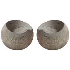 Carved Vintage Concrete Outdoor Sphere Stools