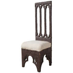 High Back Folk Art Style Occasional Chair