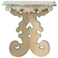 Ornate Italian Carved Green and White Wall Mount Pedestal
