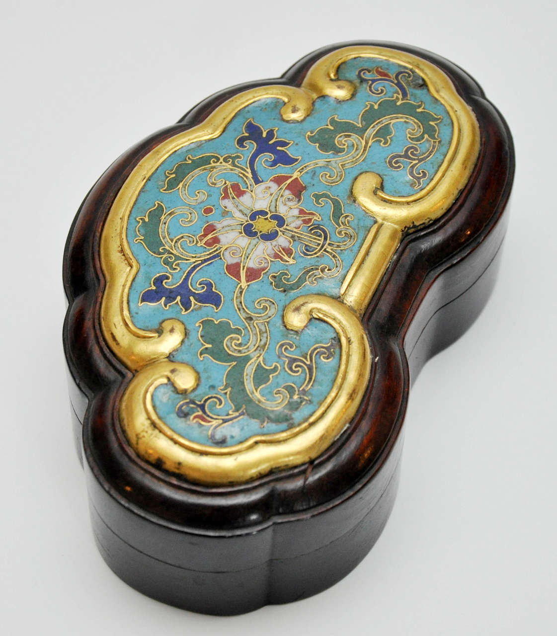 Cloissoné Chinese Cloisonné Gilt Washed Panel, now Custom-Fitted to Box, circa 1780 For Sale
