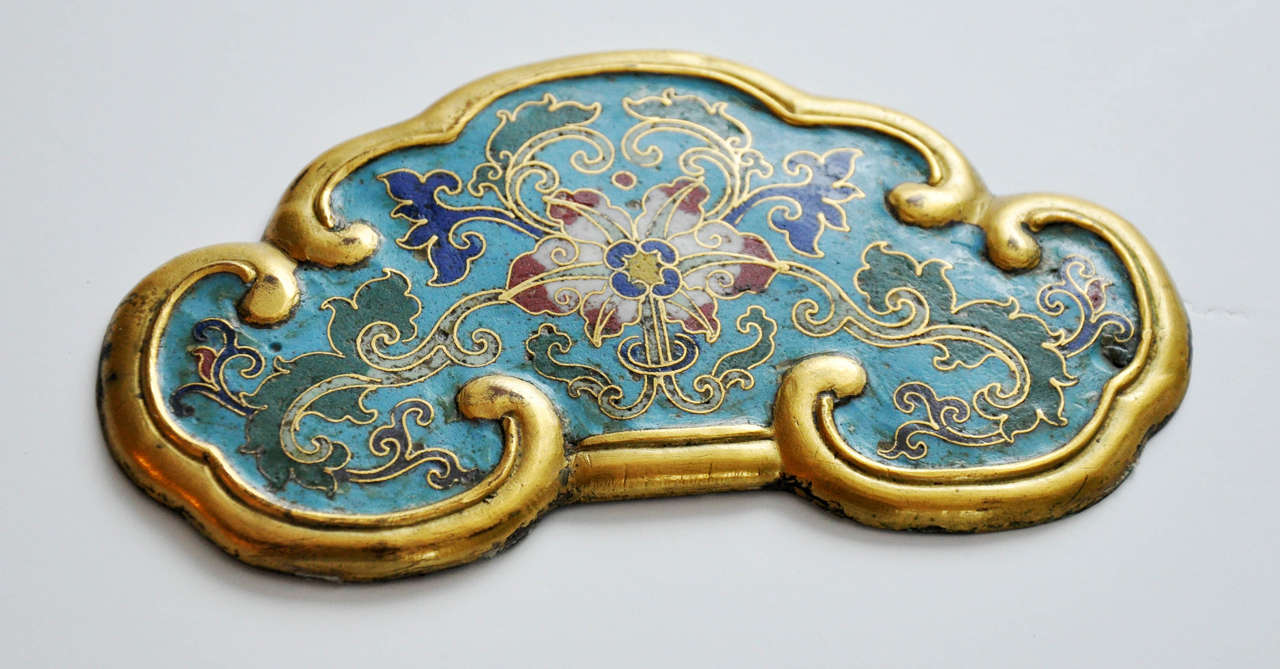 Brass Chinese Cloisonné Gilt Washed Panel, now Custom-Fitted to Box, circa 1780 For Sale