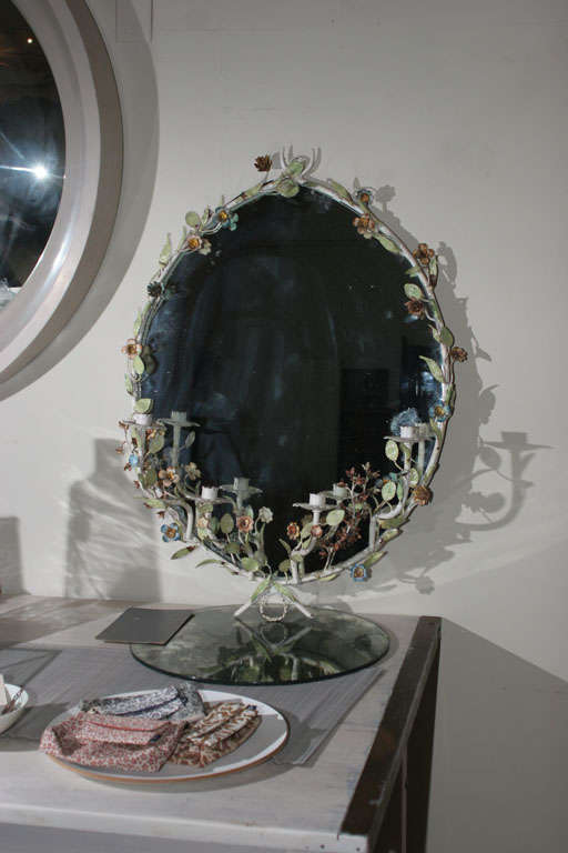 Oval Candleobra Enamel Mirror