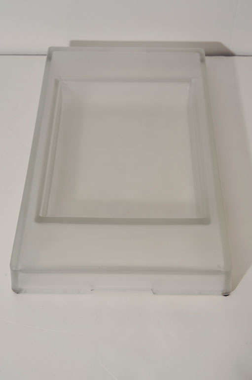 Czech Elegant French Art Deco Frosted Glass Tray Designed by Jean Luce