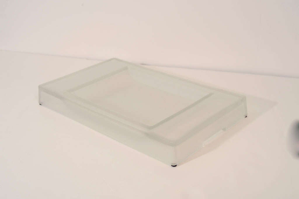 Elegant French Art Deco Frosted Glass Tray Designed by Jean Luce 1