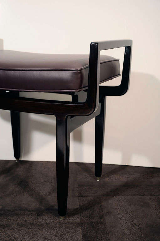 Modernist Mid-Century Bench with Stylized Handles