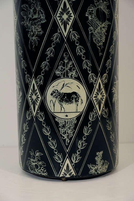 Umbrella Stand with Lithographic Print by Piero Fornasetti In Excellent Condition In New York, NY