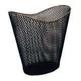 Modernist Metal Wastebasket with Crosshatched Design