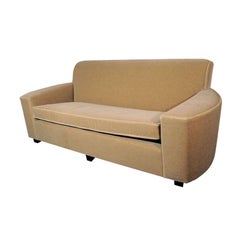 Vintage Art Deco Streamline Sofa in Camel Colored Mohair