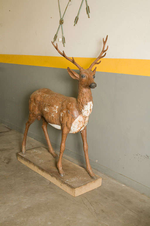 Iron Standing Stag Labelled J.W. Fiske For Sale
