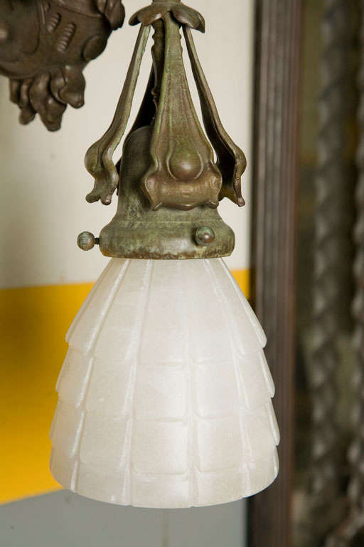 Dragon Wall Sconces with Hanging Milky Glass Shade