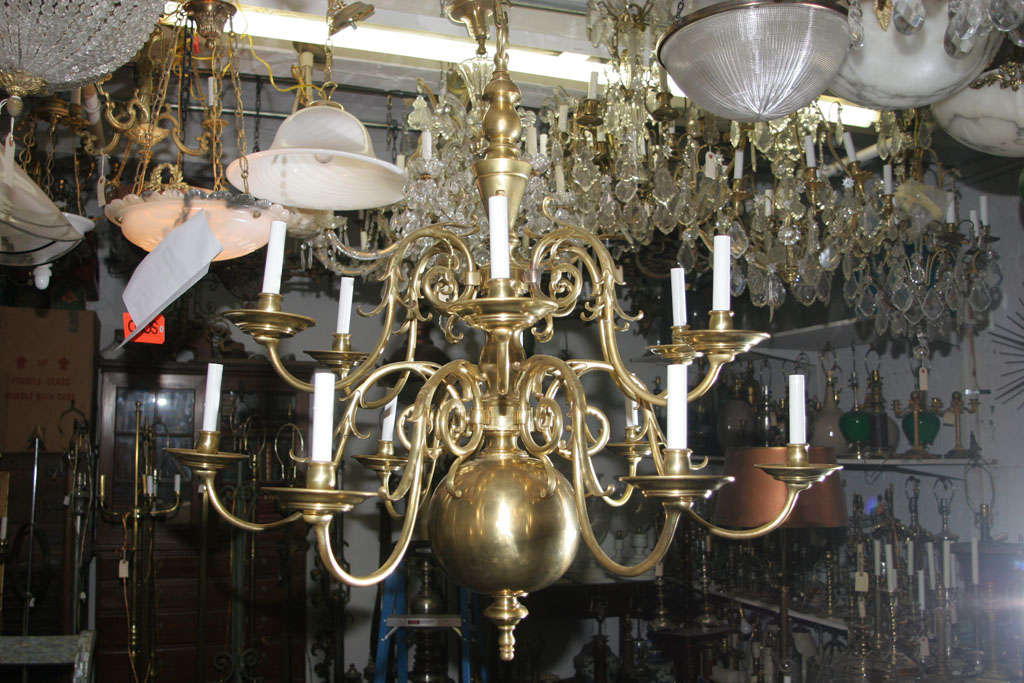 Large, solid French bronze chandelier in Classic style.