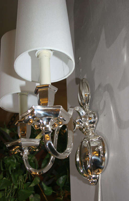 A Pair of Art Deco Silver Sconces signed Caldwell 1
