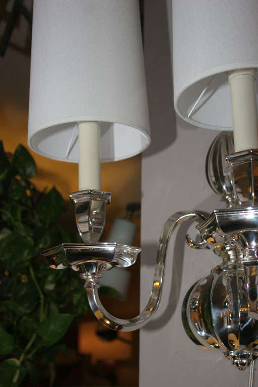 A Pair of Art Deco Silver Sconces signed Caldwell 3