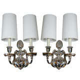 A Pair of Art Deco Silver Sconces signed Caldwell