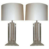 Pair of Architectural Lucite Table Lamps