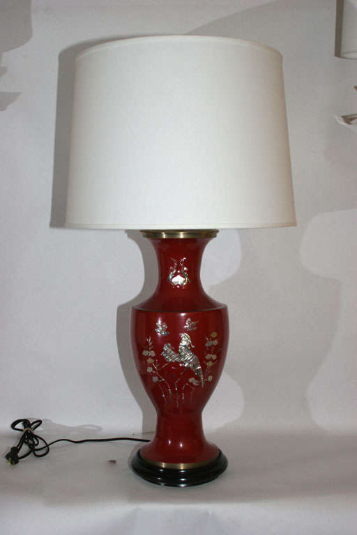 A pair of Asian modern table lamps.