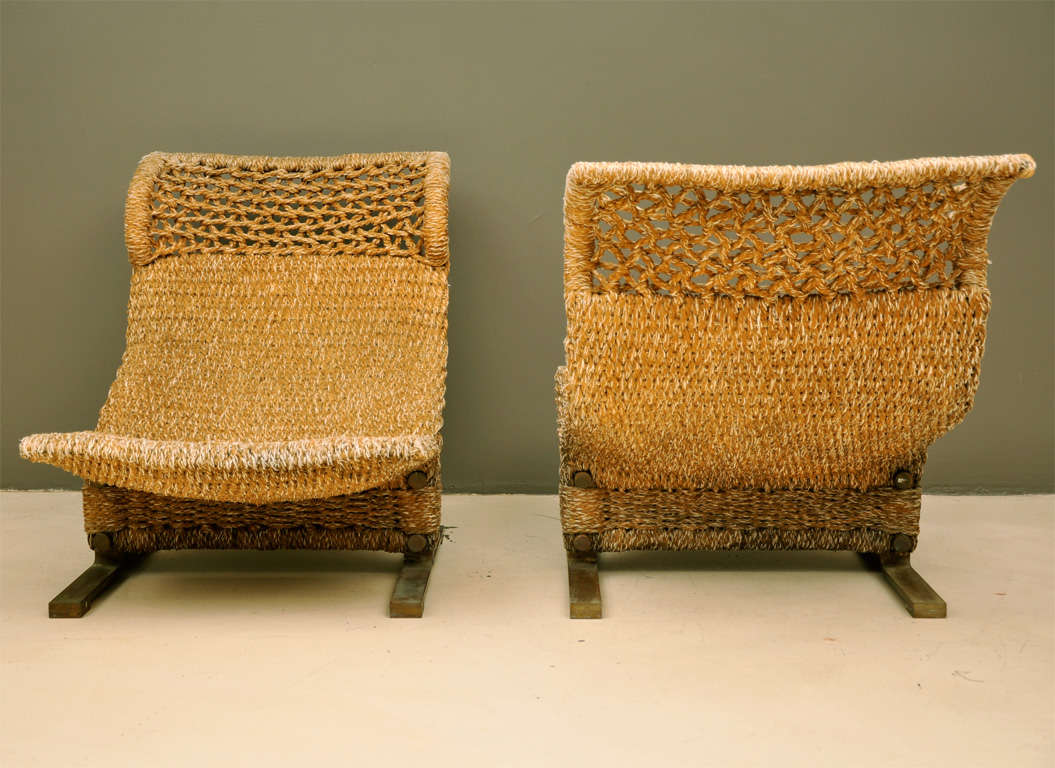 Single  Pierre Paulin woven fiber chair