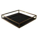 Bronze Square Coffee Table with Pigskin Plateau