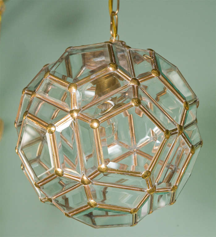 20th Century Beveled Pentagon Glass Pendant