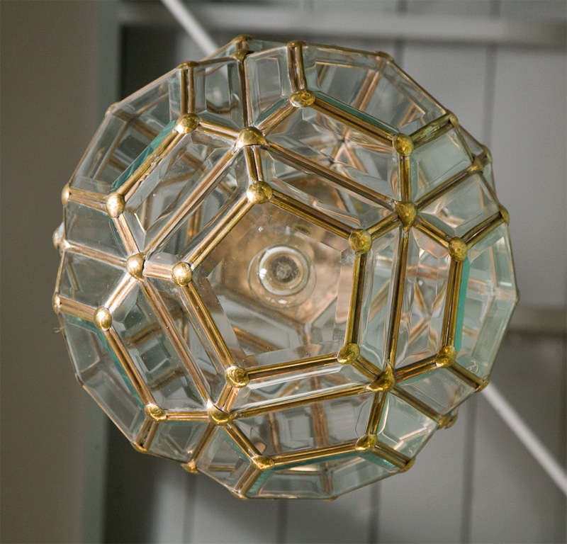 Metal Beveled Pentagon Glass Pendant