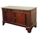 Antique French Empire Mahogany Marble Top Sideboard