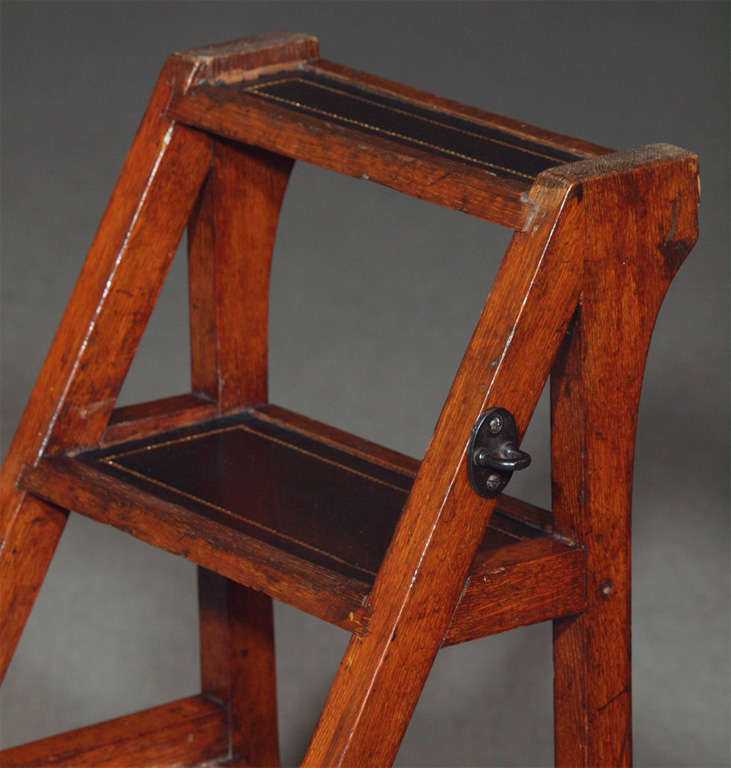 Antique Victorian folding library steps - chair.