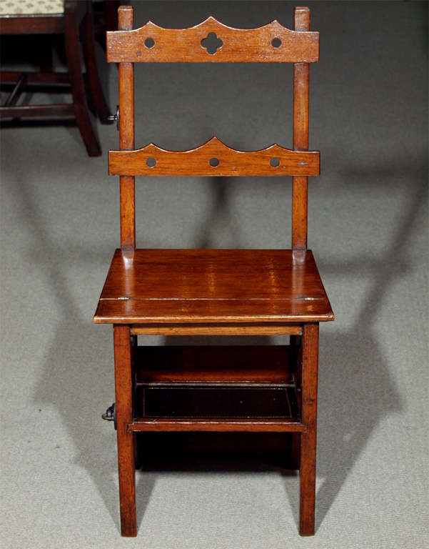 19th Century Antique Victorian Folding Library Steps - Chair