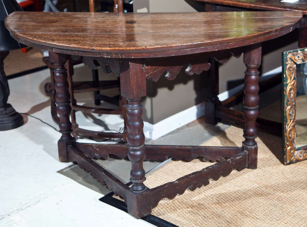 Dark Oak Demilune with Carved Apron