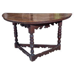 Dark Oak Demilune with Carved Apron