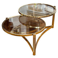 Brass and Smoked Glass 3-Tier Table