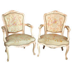 Pair of French Bleached Fauteuil Chairs