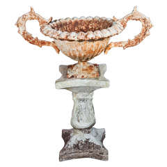 Iron Planter on Stone Stand