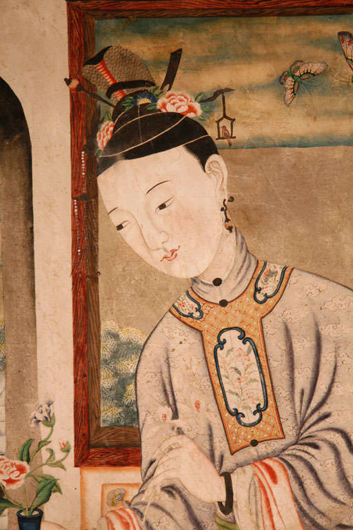 Contemporary Extremely Fine Quality Late 18th Century Chinese Gouache Picture For Sale