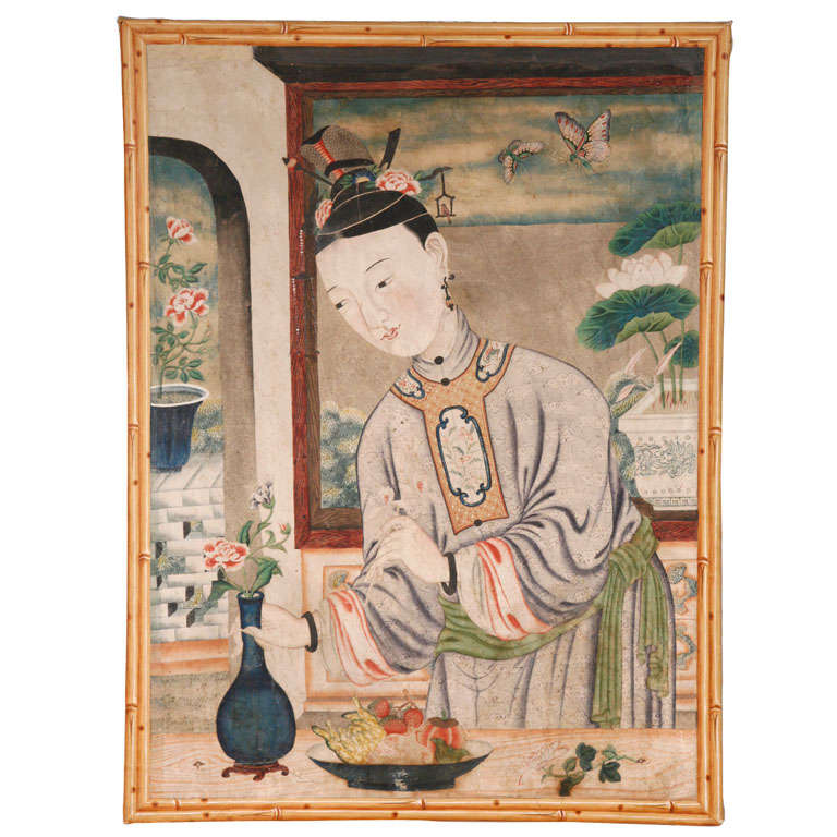 Extremely Fine Quality Late 18th Century Chinese Gouache Picture For Sale