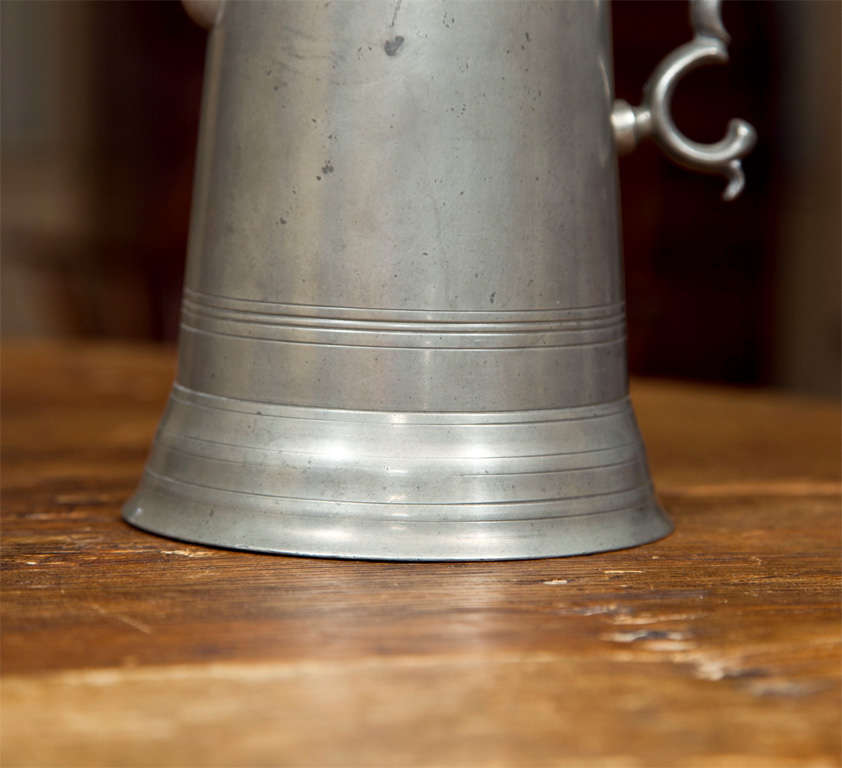 19th Century Large Lidded Pewter Flagon For Sale