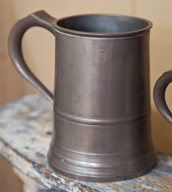 19th Century Set Of Three Graduated Pewter Tankards, James Yates For Sale
