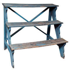 Antique Blue Painted Bench