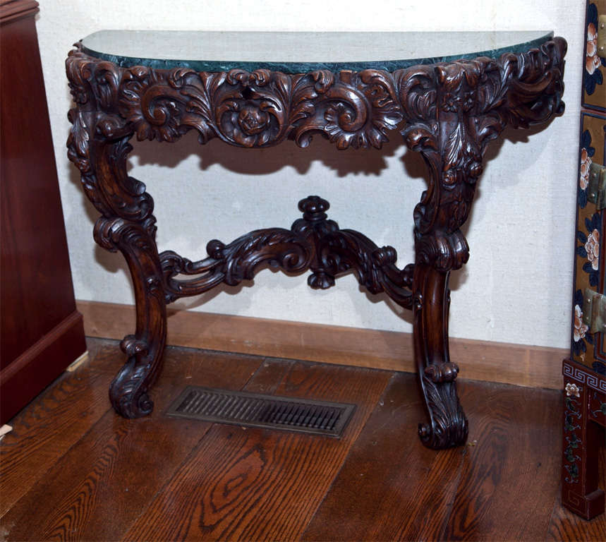 Georgian Irish, Carved Oak Console with Marble Top