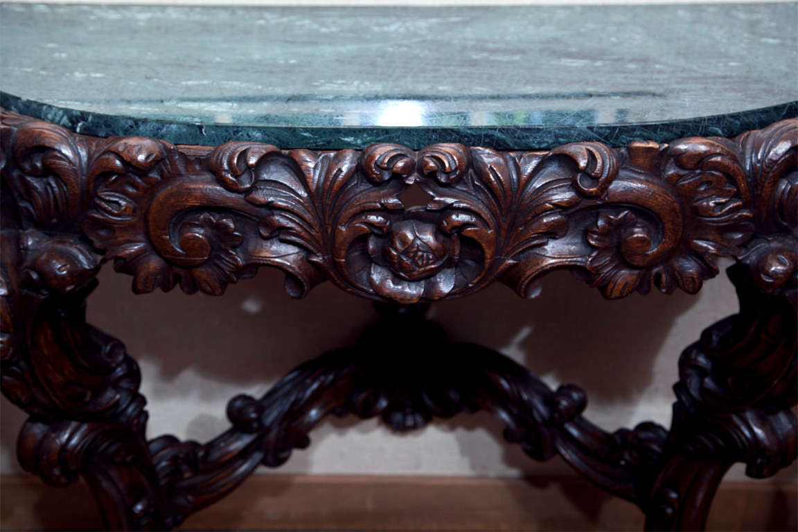 Irish, Carved Oak Console with Marble Top 3