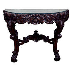 Irish, Carved Oak Console with Marble Top 11