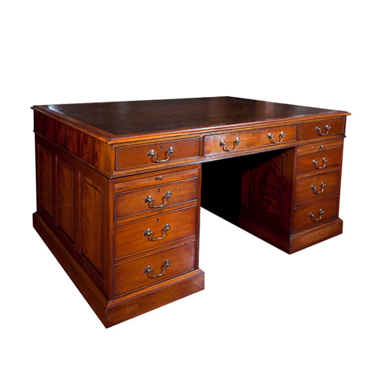 Custom English Partners Desk For Sale