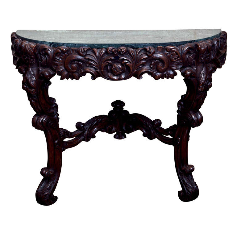 Irish Mahogany MarbleTop Console Table at 1stDibs
