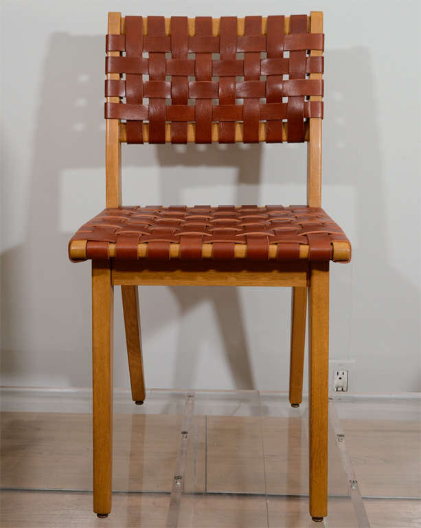 Double sided leather woven dining chairs. Leather weaving can be customized.