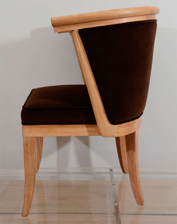 American Eight Oak and Velvet Barrel Chairs by Romwebber For Sale
