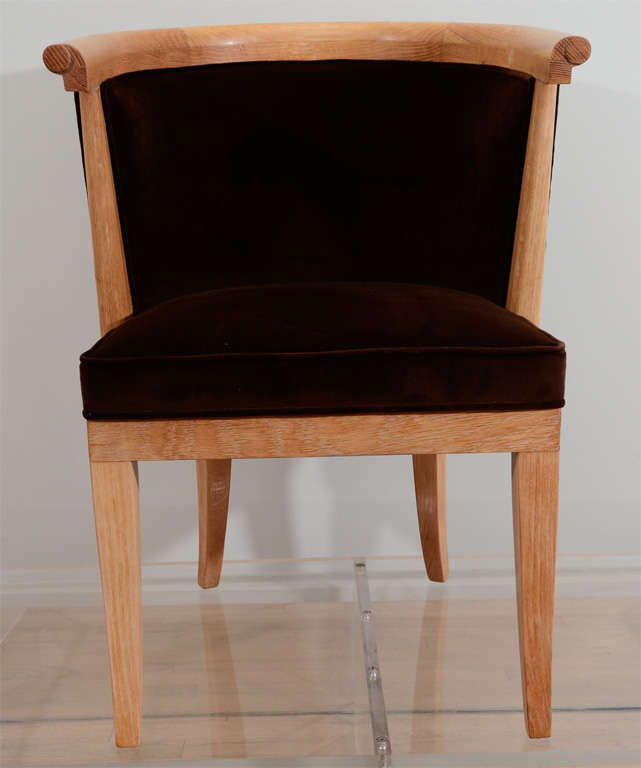 Mid-20th Century Eight Oak and Velvet Barrel Chairs by Romwebber For Sale