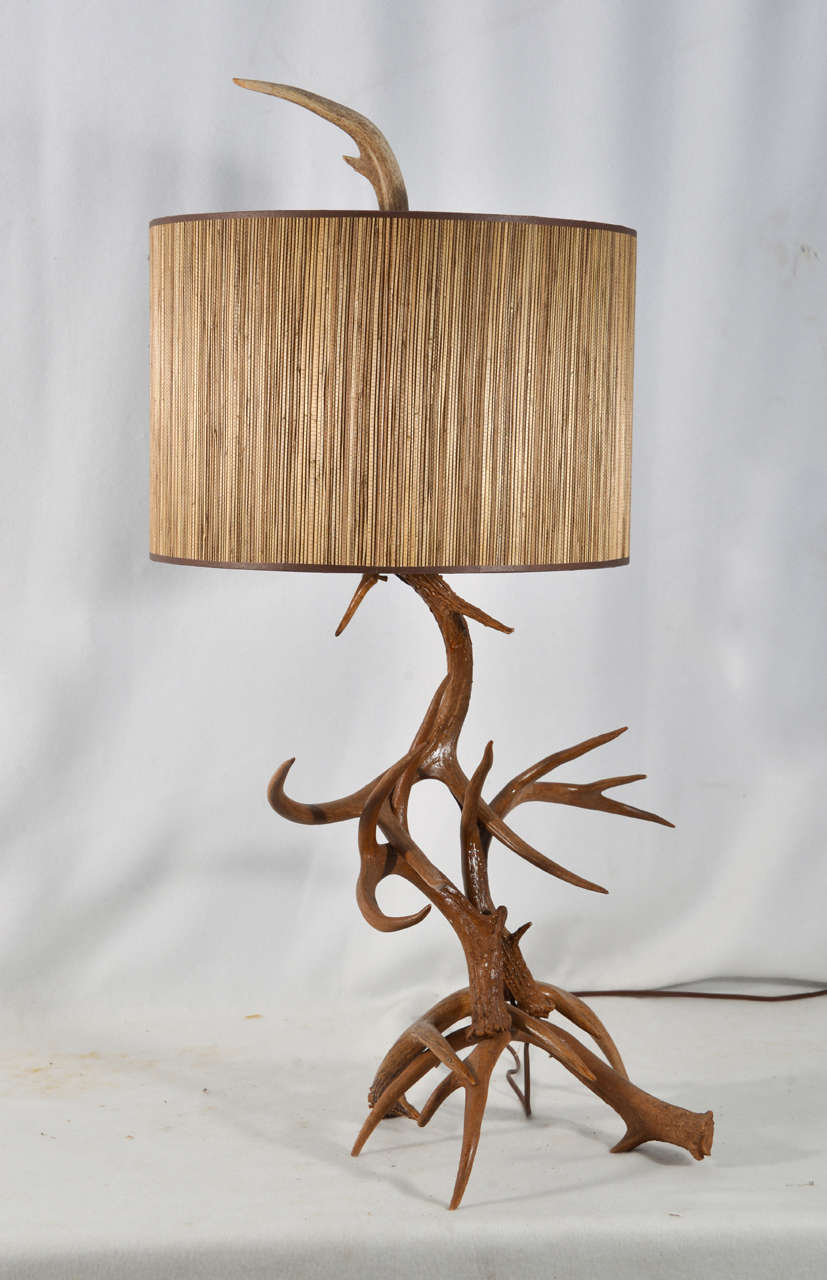 Modern Custom-Made Deer Horn Table Lamp