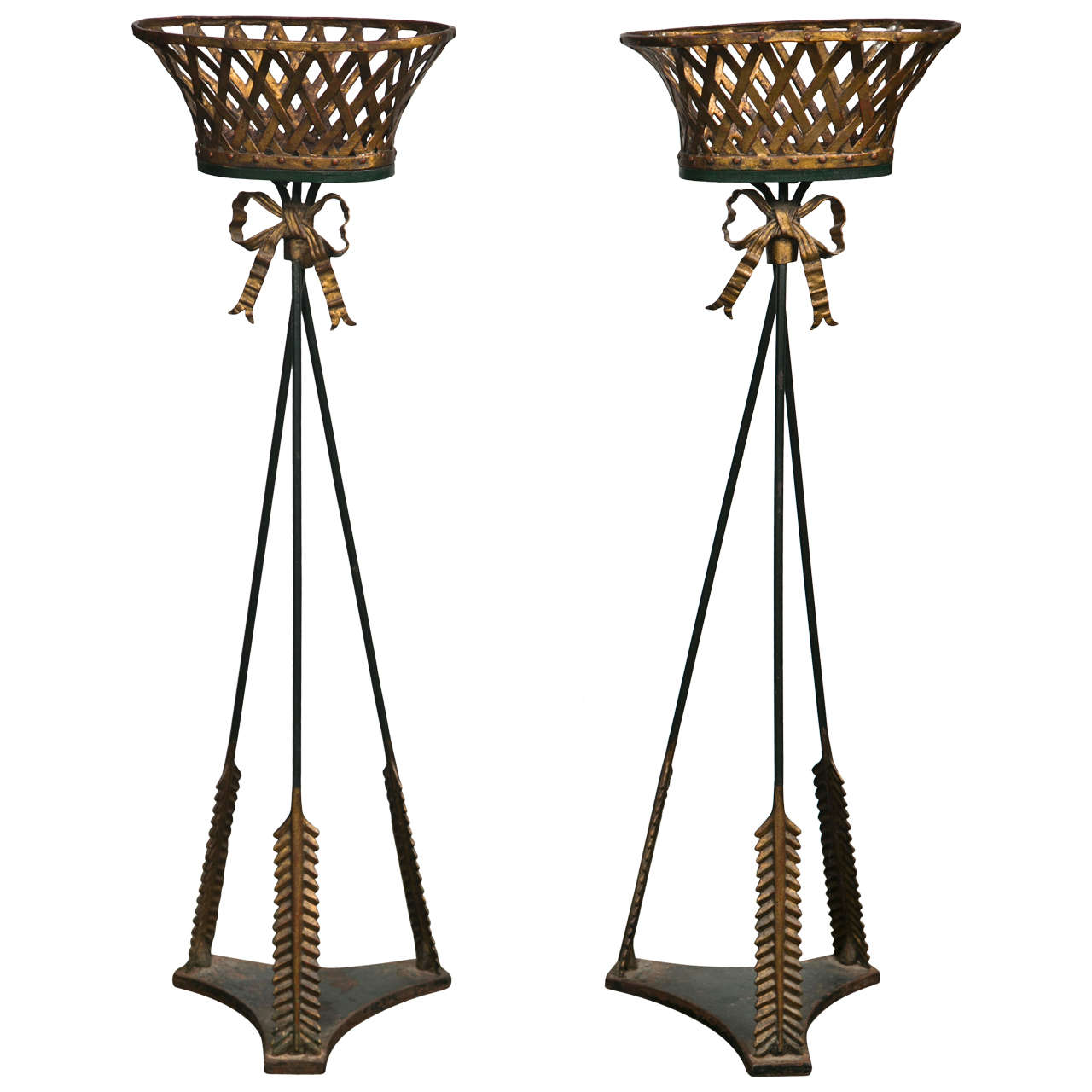 Pair of Basket Form Jardinieres For Sale