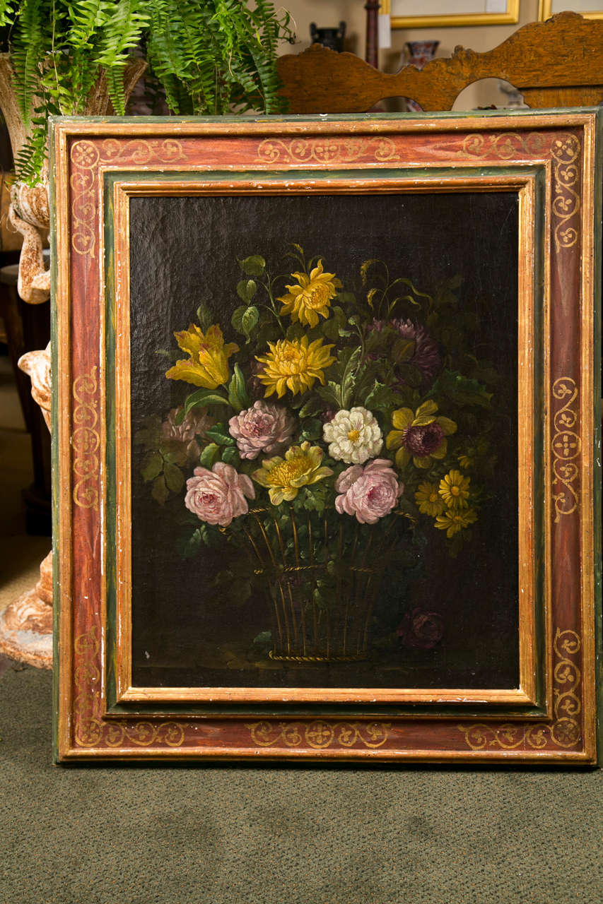 Pair of Italian Floral Still Lifes For Sale 3