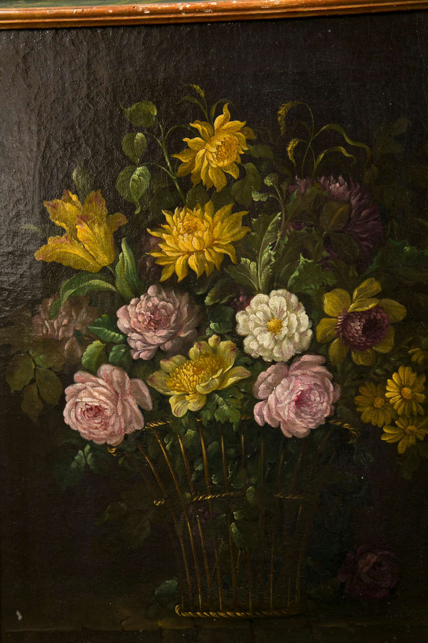 Pair of Italian Floral Still Lifes For Sale 1
