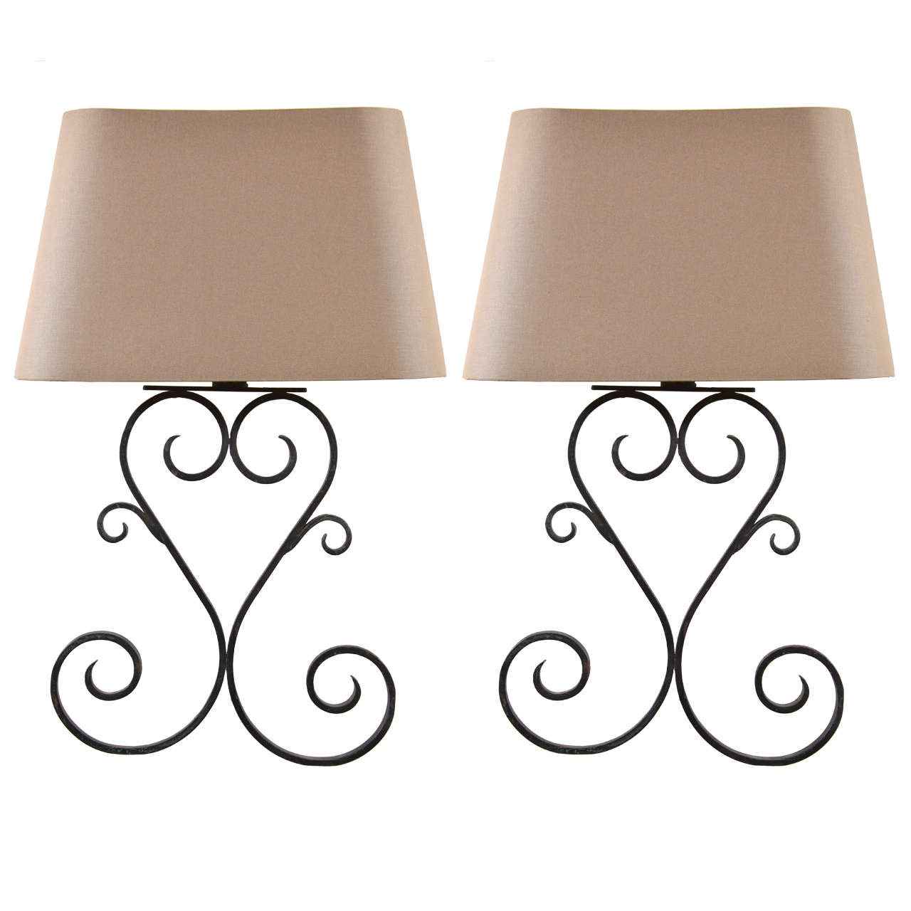 Pair of Iron Sconces and Shades